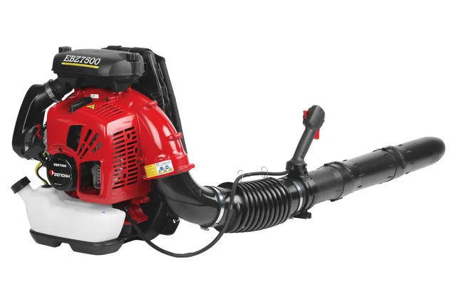 EBZ7500RH. 燃料タンクとフレキシブルホースが見えるリーフブロワーの側面図。