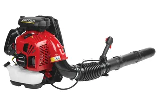 EBZ7500RH. 燃料タンクとフレキシブルホースが見えるリーフブロワーの側面図。