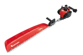 HT220-100H. Side view of a Zenoh hedge trimmer with a protective blade cover.