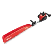 HT220-100H. Side view of a Zenoh hedge trimmer with a protective blade cover.