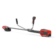 エルゴノミクスのハンドルとカッティングブレードを備えたHusqvarnaブラッシュカッターの側面図。